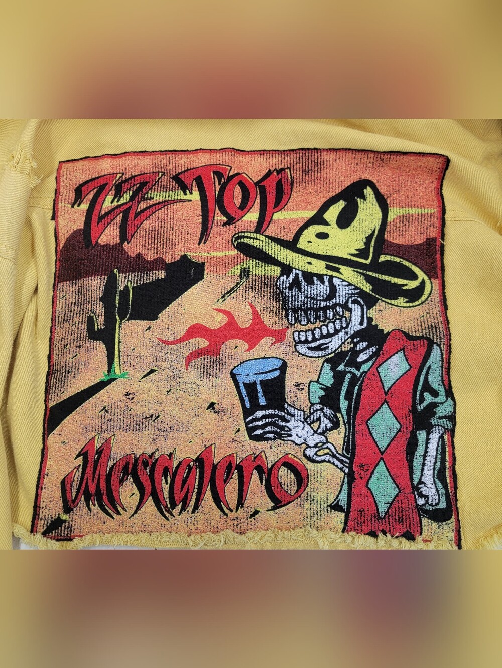**SOLD***ZZ Top 'Mascarero' Fringe Jean Shirt Vest - Upcycled Retro Vintage Band - Picture 4 of 11
